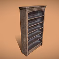 Vintage Wooden Bookcase With Multiple Distressed Shelves For Home Decor