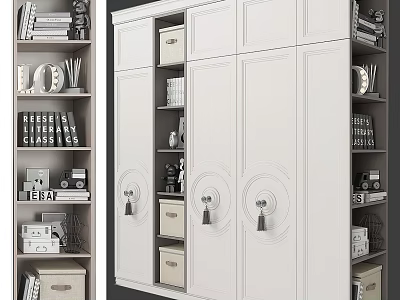 Modern White Wardrobe Design With Multiple Doors Drawers And Storage Compartments 3d model