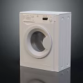 White Front Load Washing Machine With Modern Design And Digital Control Panel 3d model