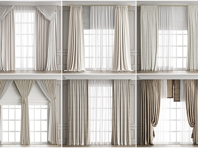 Modern Home Curtain Combination Cream Wind Curtain Bedroom Curtain Living Room Curtain French Curtain 3d model