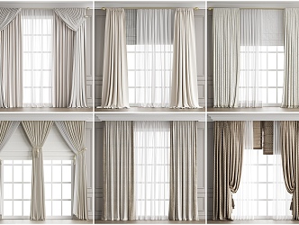 Modern Home Curtain Combination Cream Wind Curtain Bedroom Curtain Living Room Curtain French Curtain 3d model