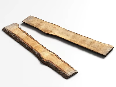 Natural Stone Wood Planks with Natural Texture and Bark Edges 3d model
