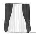 Black and White Layered Curtains with Tied Back Design for Home Window Decor