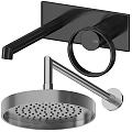 Black Modern Shower System With Rainfall Head Handheld Sprayer And Controls 3d model
