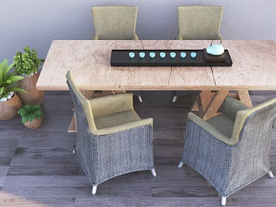 Modern Tea Table and Chair 3d model