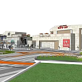 Modern Commercial Shopping Plaza With Carrefour UNIQLO Stores And Pedestrian Area