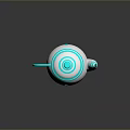 Simple Modern White Teapot With Turquoise Stripes And Paw Print Design For Daily Use