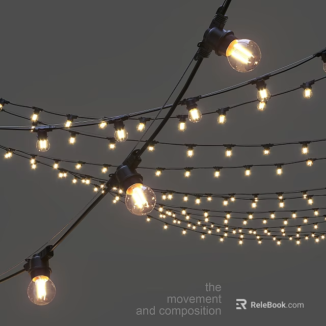 Outdoor String Lights With Bright Hanging Bulbs For Garden Patio Party Decoration 3d model 