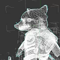 Game Movie Raccoon Character Wearing Red And Gray Armor With Detailed Fur