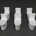 Multiple White Toilets Displayed From Various Angles In Product Showcase 3d model