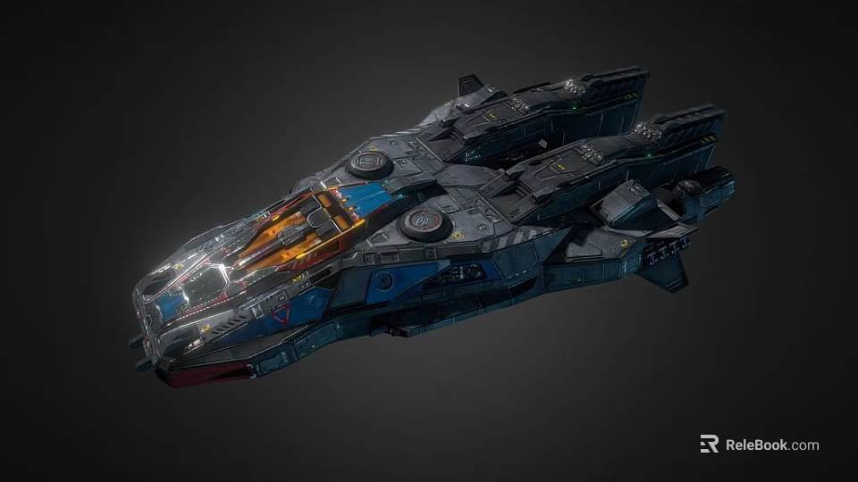 Futuristic Interstellar Spaceship Featuring Advanced Cockpit And Thruster Modules For Deep Space Exploration 3d model 