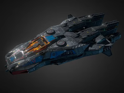 Futuristic Interstellar Spaceship Featuring Advanced Cockpit And Thruster Modules For Deep Space Exploration 3d model