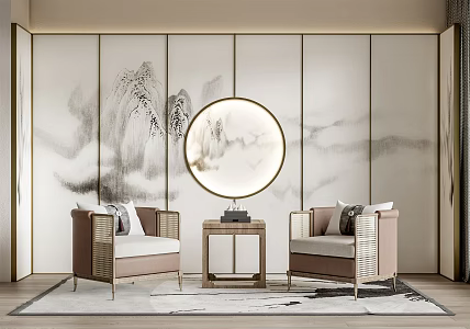 New Chinese Style Leisure Sofa Combination Leisure Chair 3d model