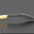 Traditional Decorative Knife With Engraved Silver Blade Ivory Handle And Golden Accents