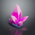 Pink Crystal with Pointed Facets on Blue Base and Glossy Reflection 3d model