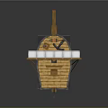 Detailed Wooden Ship Model With White Sails Wooden Mast And Rope Details Design