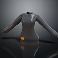 Gray High Neck Long Sleeve Sweater With Orange Pumpkin Design On Black Background With Reflection