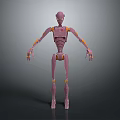Pink Robot Character 3D Render With Yellow Joints And Humanoid Features 3d model