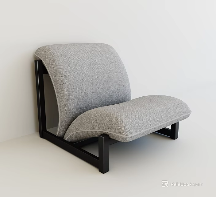 Modern Single Sofa with Gray Fabric Black Frame and Comfortable Stylish Design 3d model