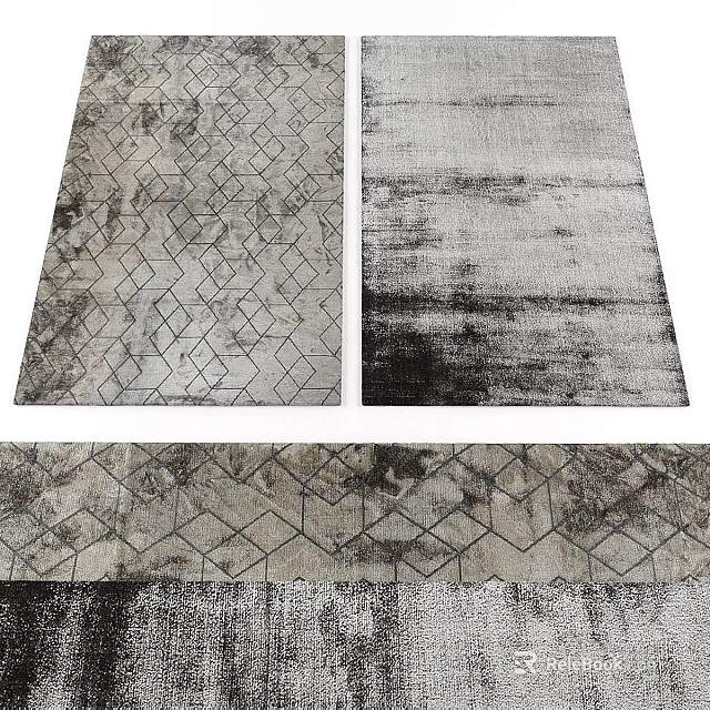 Modern Square Area Rugs With Geometric Patterns And Textured Gray Tones 3d model