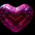 Heart Shaped Decorative Ornament Set With Metallic Frame Red Purple Pink Illuminated Center