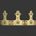 Gold Intricate Headdress Crown With Green And Red Gemstones Decorative Design