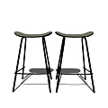Modern Bar Stools With Black Metal Frame Beige Padded Seat Sleek Contemporary Design