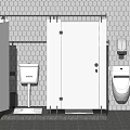 Modern squatting toilet public partition toilet squatting partition 3d model