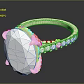 Elegant White Stone Ring With Small Decorative Stones And Metal Band