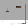 Modern Black Floor Lamps With Round Shades For Interior Lighting 3d model