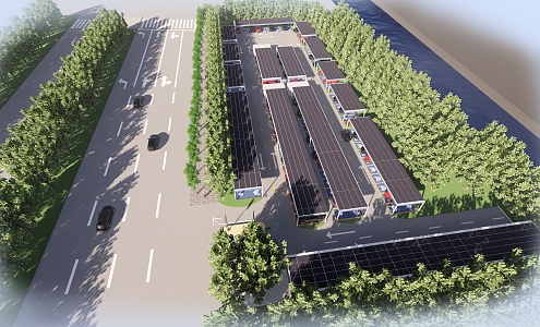 Modern parking lot Photovoltaic parking lot 3d model