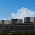 Modern Commercial Street Architectural Design With Contemporary Buildings Waterfront And Greenery
