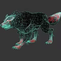 Fierce Black Wolf With Red Paws And Tail Standing On White Background With Aggressive Look