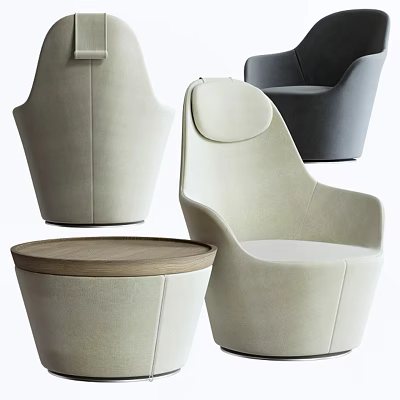 Modern Single Sofa Collection With Beige Gray Upholstery Curved Design And Wooden Accent 3d model