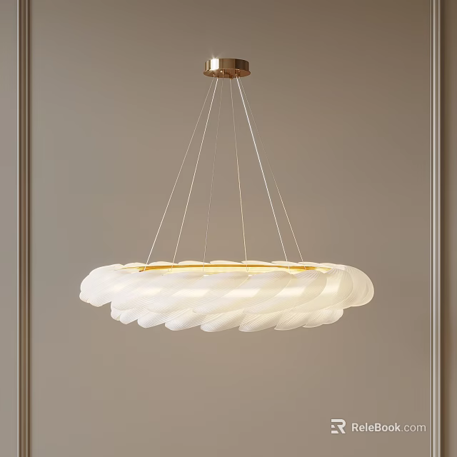 Elegant Modern White Spiral Chandelier With Golden Hanging Top For Interior 3d model 