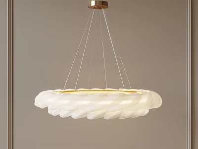 Elegant Modern White Spiral Chandelier With Golden Hanging Top For Interior 3d model