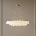 Elegant Modern White Spiral Chandelier With Golden Hanging Top For Interior