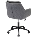Modern Grey Leather Office Chair With Armrests And Swivel Wheels