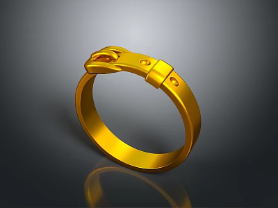 Elegant Shiny Gold Ring With Decorative Buckle Design For Contemporary Fashion Accessories 3d model