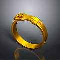 Elegant Shiny Gold Ring With Decorative Buckle Design For Contemporary Fashion Accessories