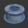 Circular Brick Architectural Structure With Grated Top And Paving Stone Base 3d model
