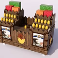 Wooden Commercial Product Display Stand With Yellow Eggs Colorful Boxes And Art Panels