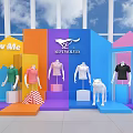 SEPTWOLVES Clothing Display Featuring Colorful Platforms Mannequins Animal Models And New Me Sign