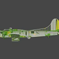 Green Fighter Jet 3D Model with Transparent Cockpit and Detailed Interior Structure on Dark Background