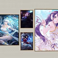 Anime Female Character Wall Art Posters With Colorful Decorative Prints