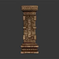 Ornate Ancient Style Stone Pillar With Intricate Carved Details And Layered Structure