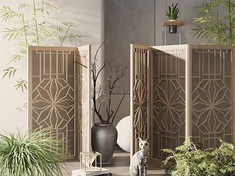 New Chinese-style screen partition 3d model