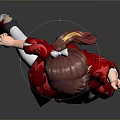 Game And Movie Character 3D With Reddish Brown Hair Red Coat White Outfit Leg Straps