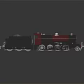 Vintage Black Red Steam Train Model With Coal On Top Shiny Wheels Dark Reflective Background