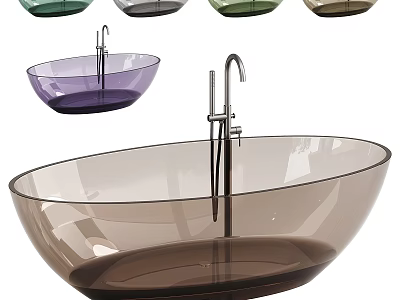 Transparent Bathtub Modern Style With Multiple Colors Like Purple Green Grey Brown And Chrome Faucet 3d model